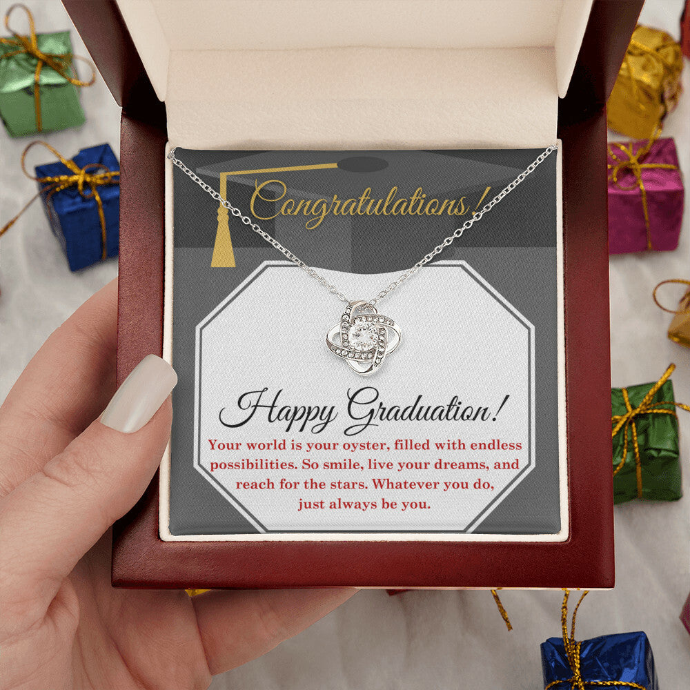Happy Graduation, Your world is your oyster Necklace
