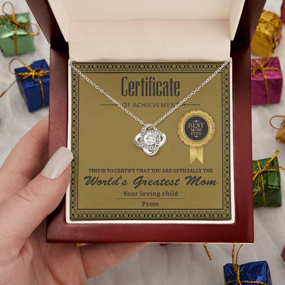 Mom Certificate Of Achievement Necklace