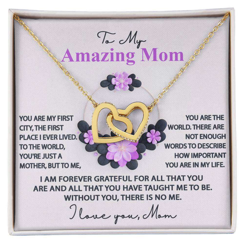 To My Amazing Mom Double Heart Necklace