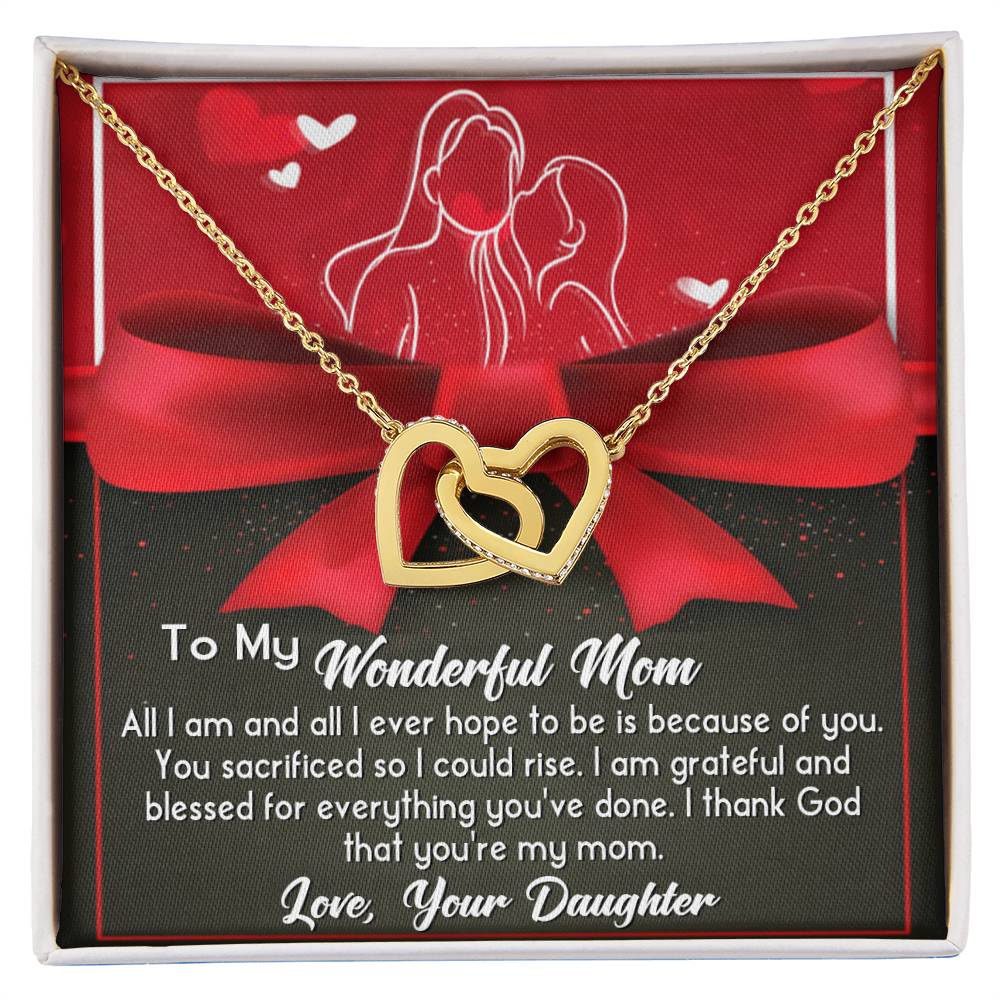 To My Wonderful Mom Double Heart Necklace