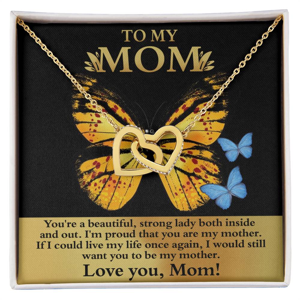 To My Strong Lady Mom Double Heart Necklace