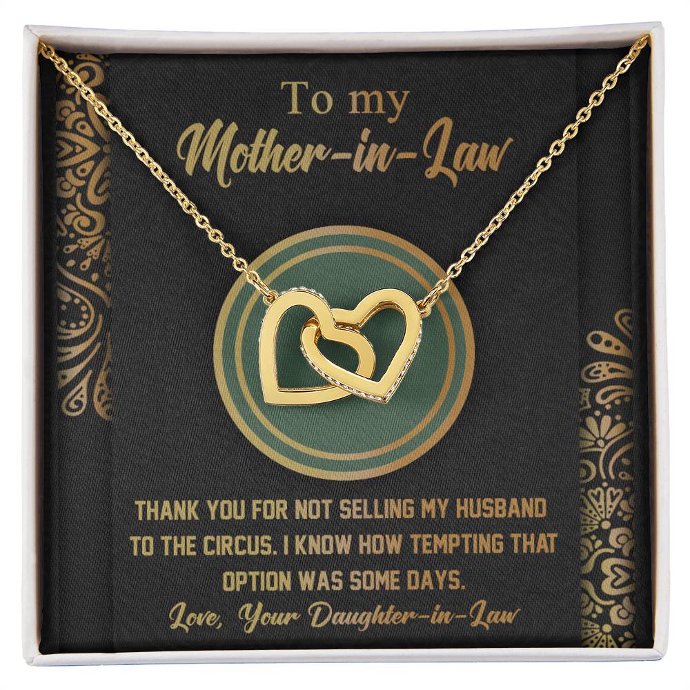 Mother-In-Law-Thank You Double Heart Necklace