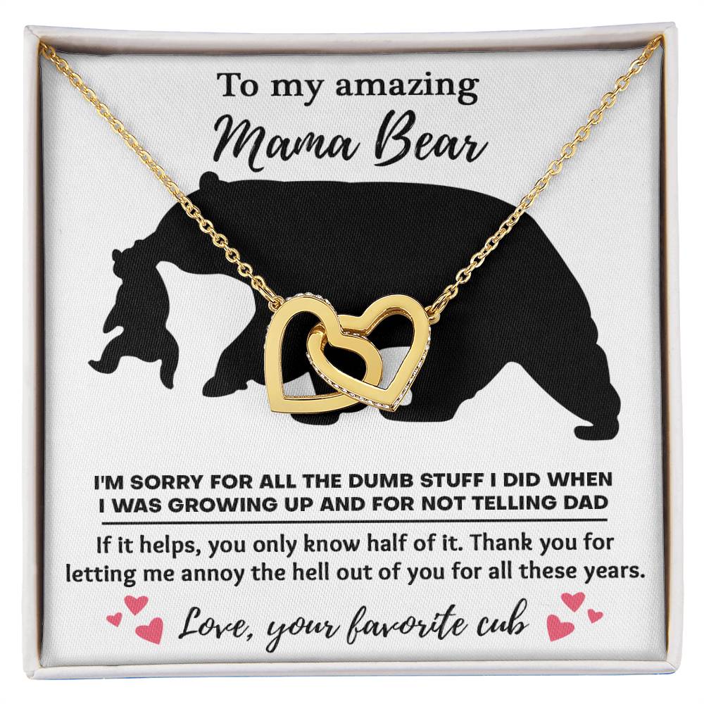 To my amazing mom bear Double Heart Necklace