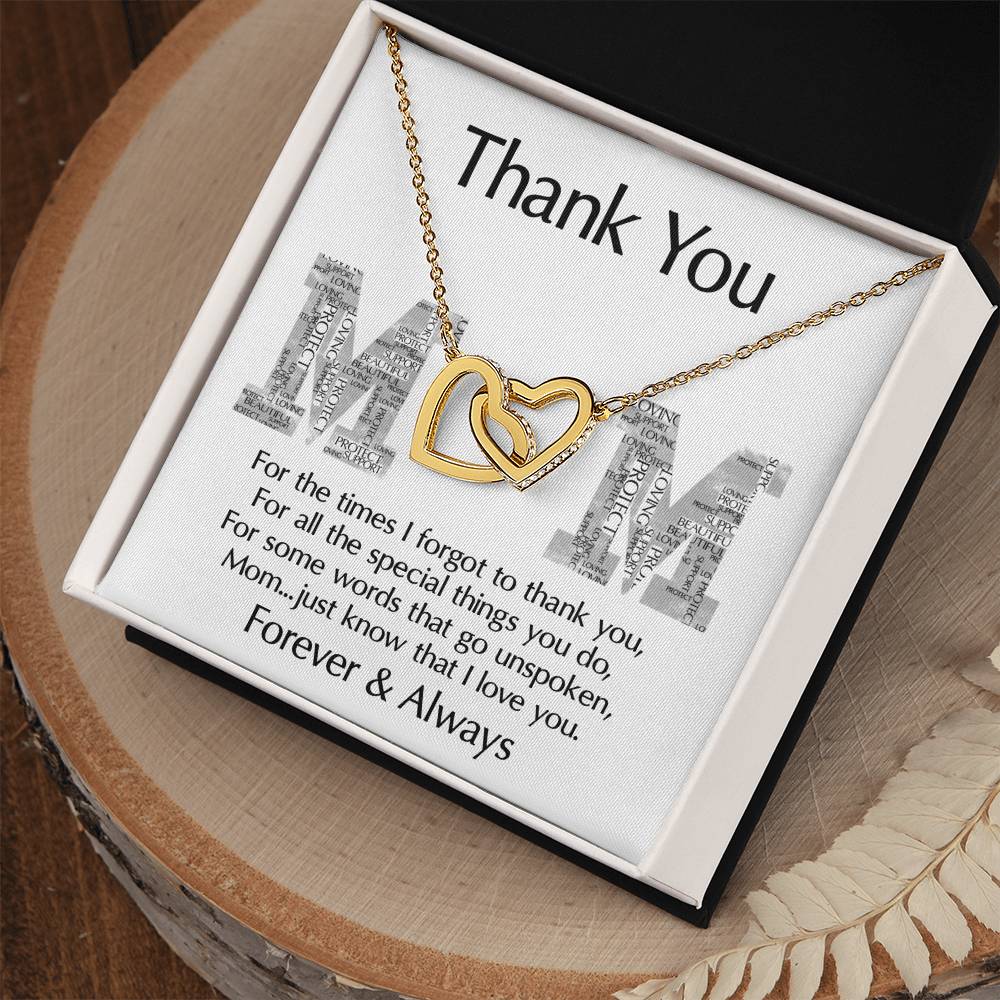 Thank You Mom Double Heart Necklace