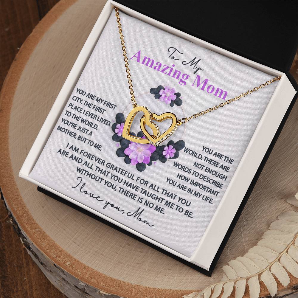 To My Amazing Mom Double Heart Necklace