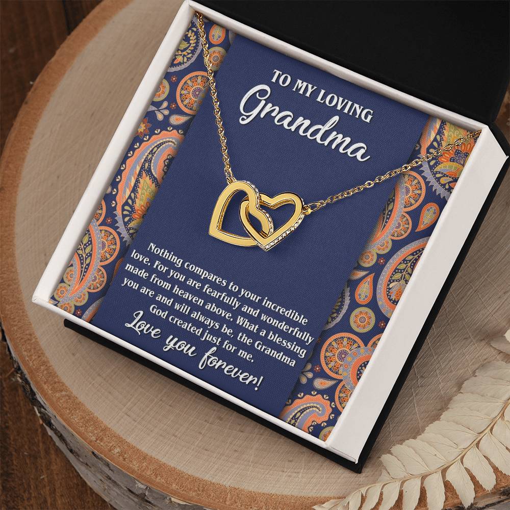 To My Loving Grandma Double Heart Necklace