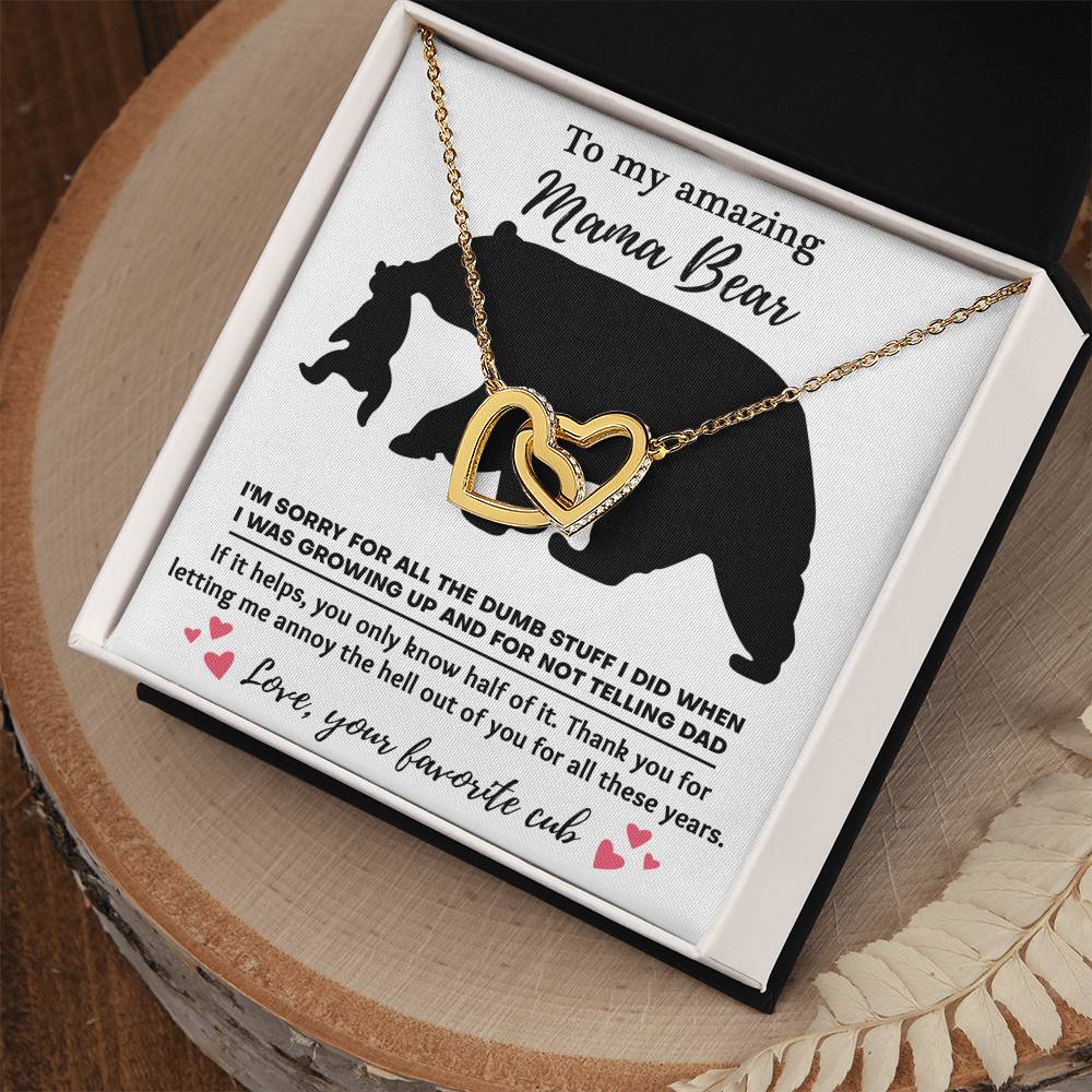 To my amazing mom bear Double Heart Necklace