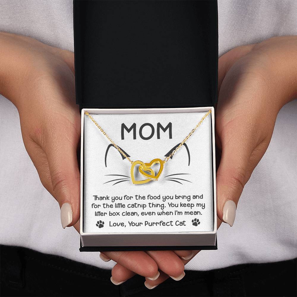 Cat Mom When I'm Mean Double Heart Necklace