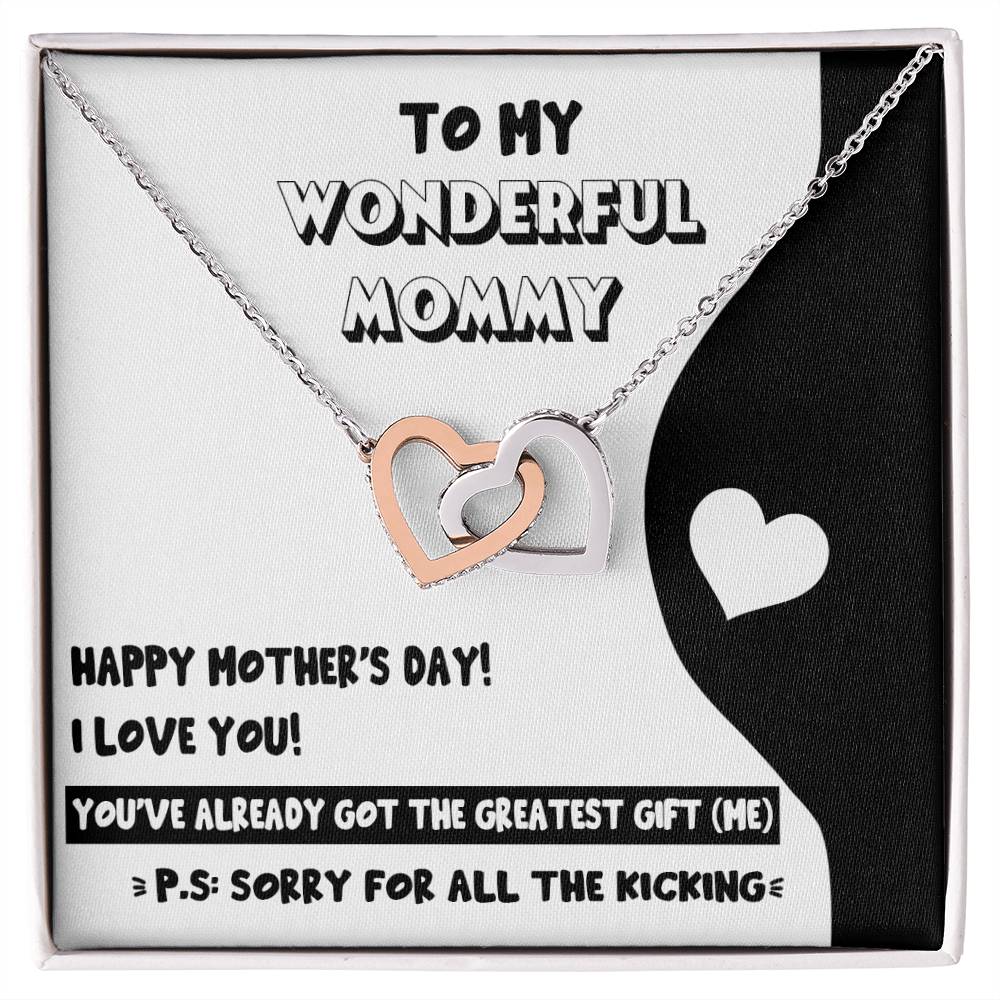 Mom To Be-The Greatest Gift Double Heart Necklace