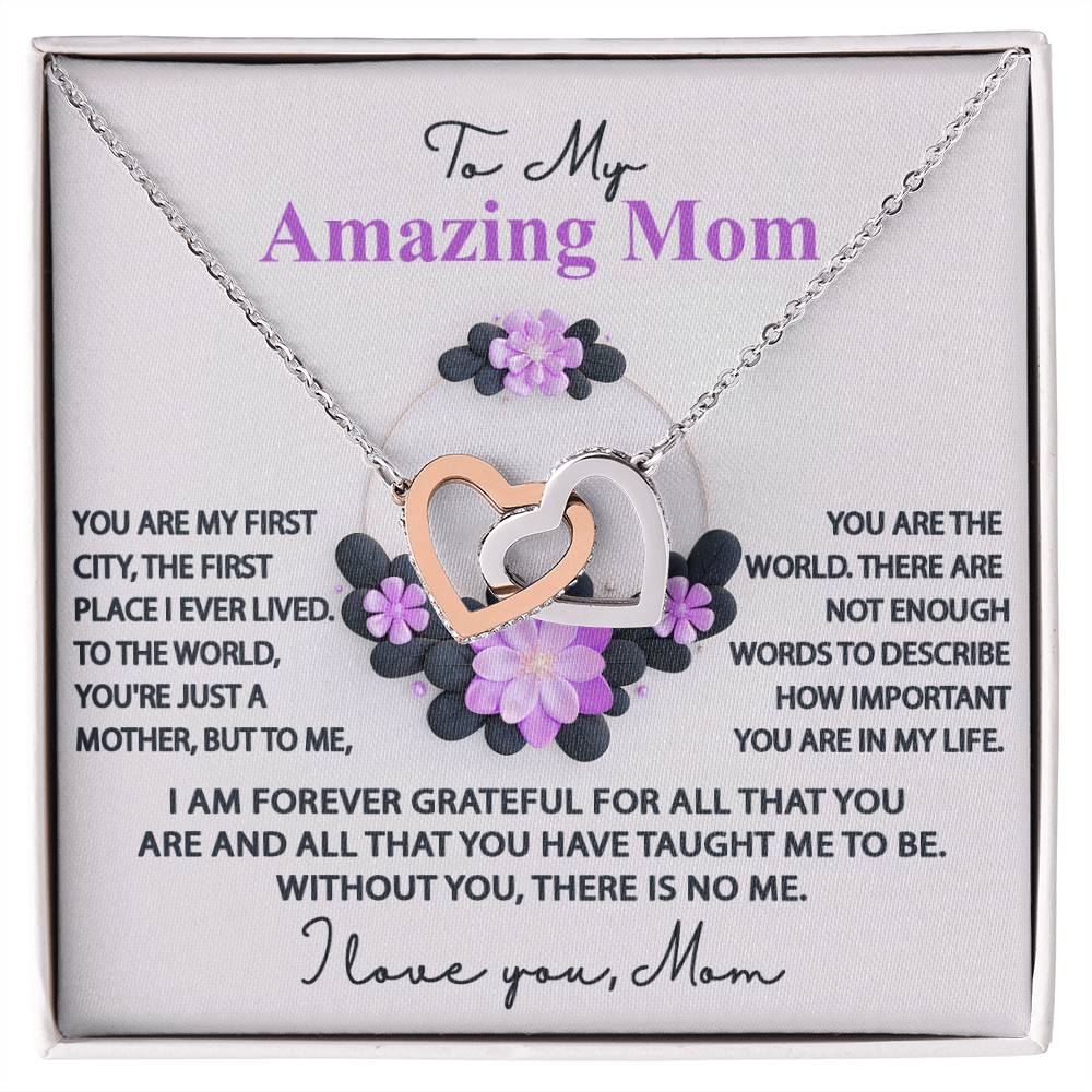To My Amazing Mom Double Heart Necklace