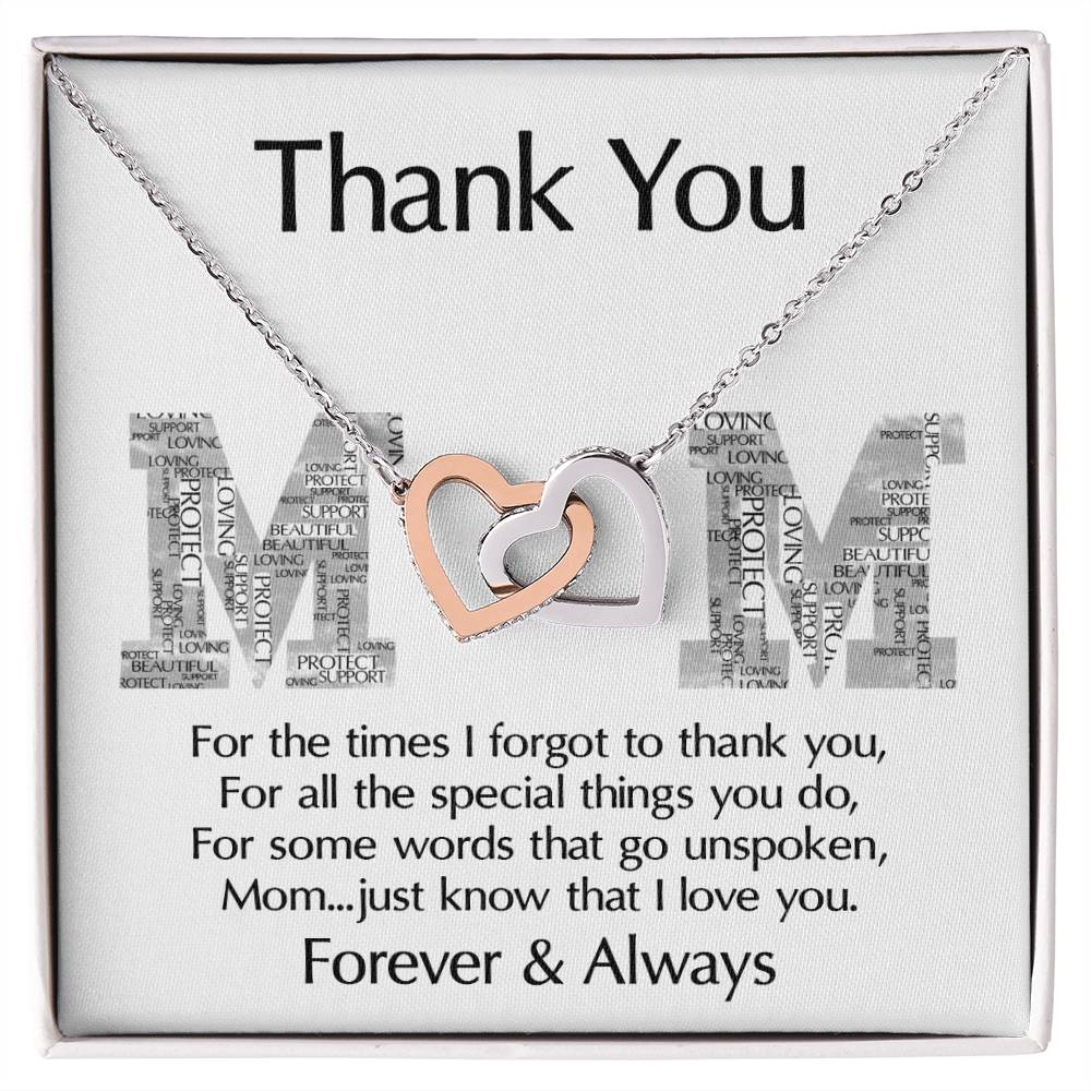 Thank You Mom Double Heart Necklace