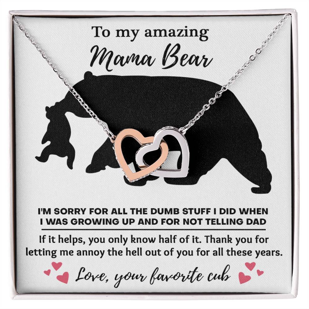 To my amazing mom bear Double Heart Necklace