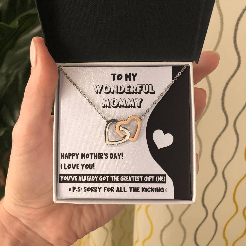 Mom To Be-The Greatest Gift Double Heart Necklace