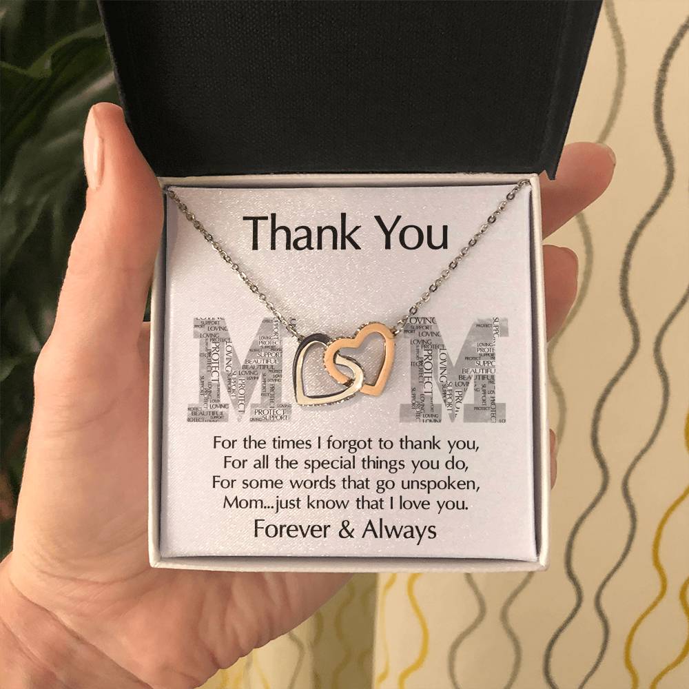 Thank You Mom Double Heart Necklace