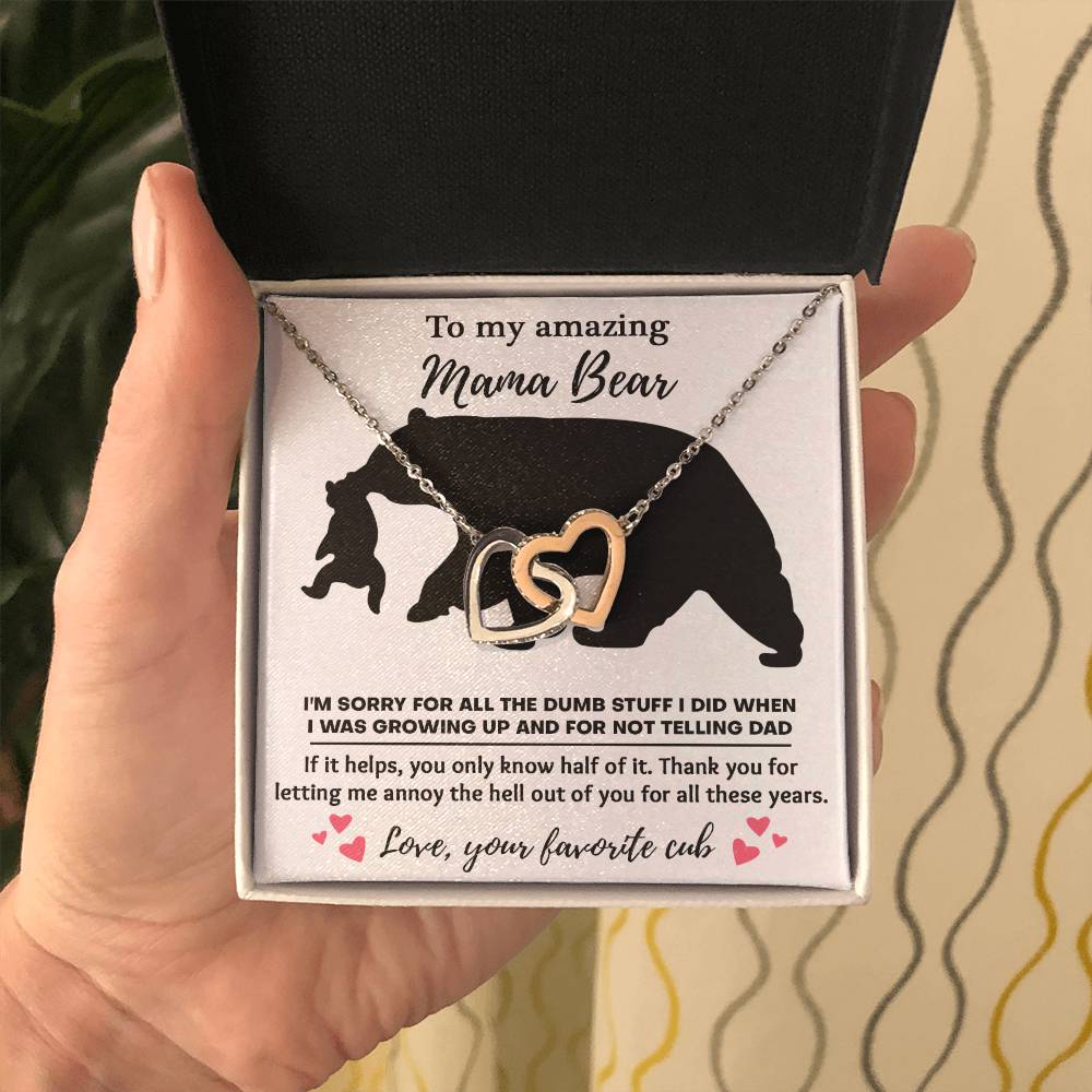 To my amazing mom bear Double Heart Necklace