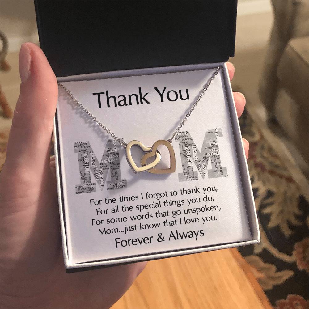 Thank You Mom Double Heart Necklace