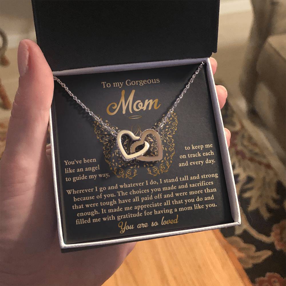 To my Gorgeous Mom - Like An Angel Double Heart Necklace