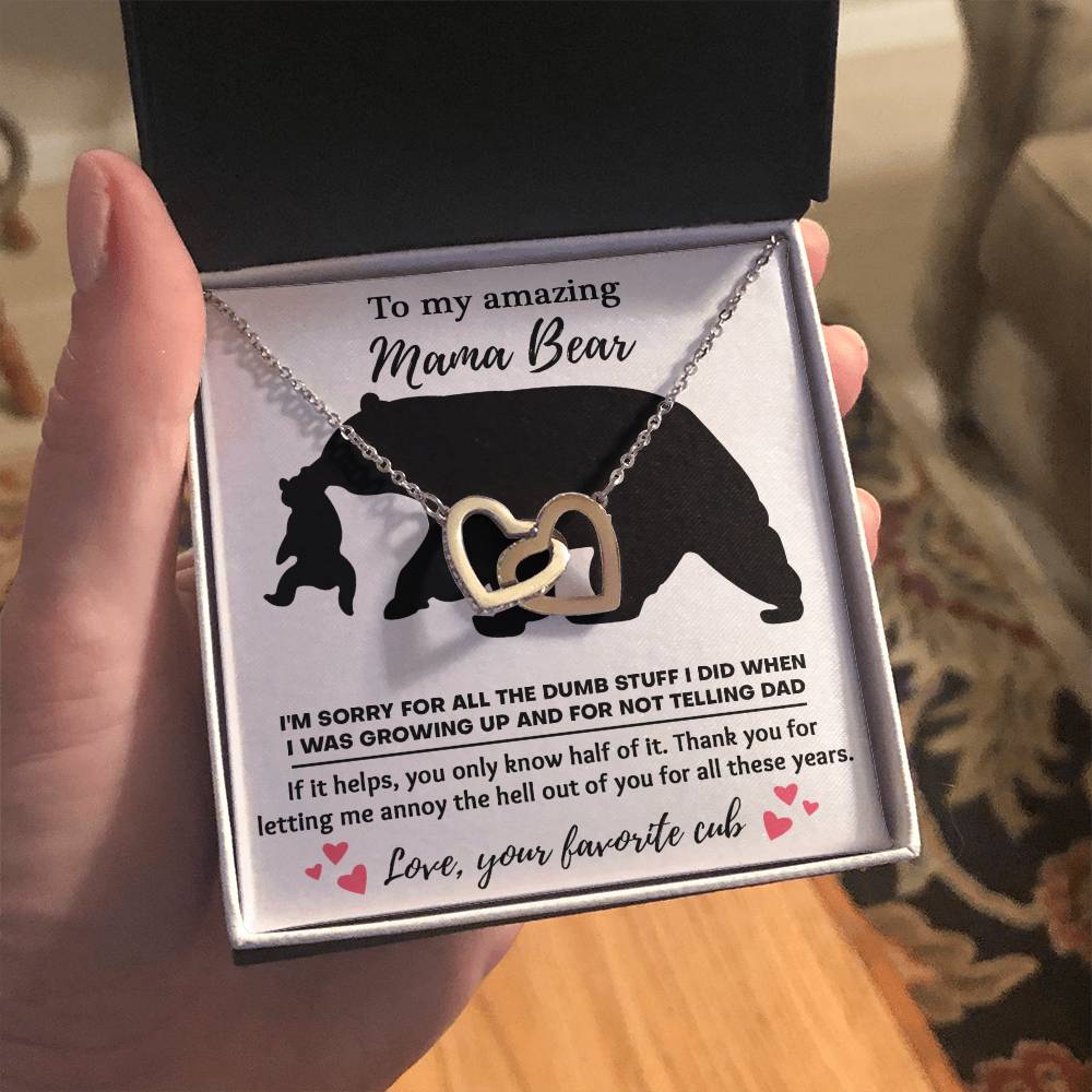 To my amazing mom bear Double Heart Necklace