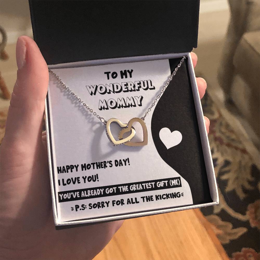 Mom To Be-The Greatest Gift Double Heart Necklace