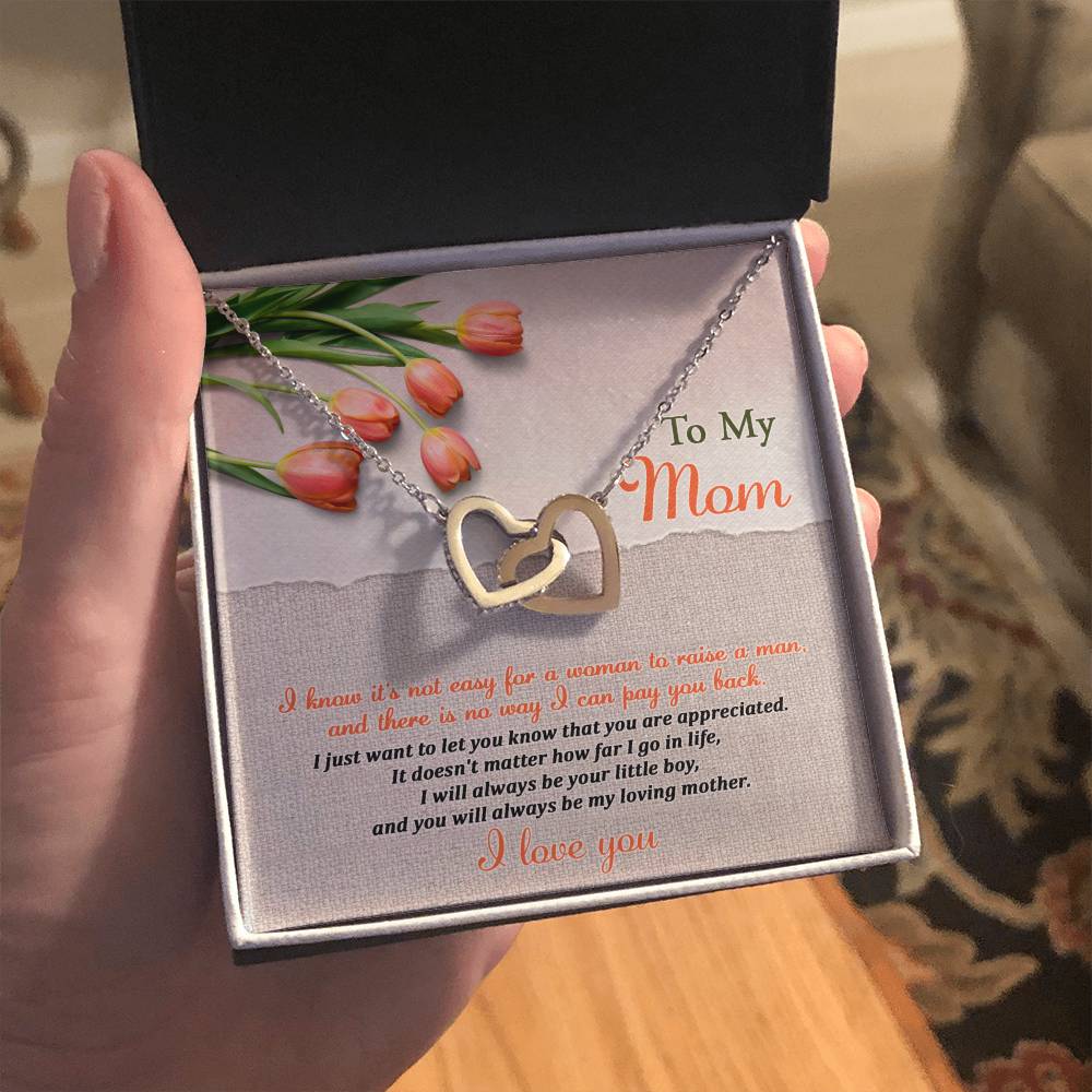 I Love you mom Double Heart Necklace