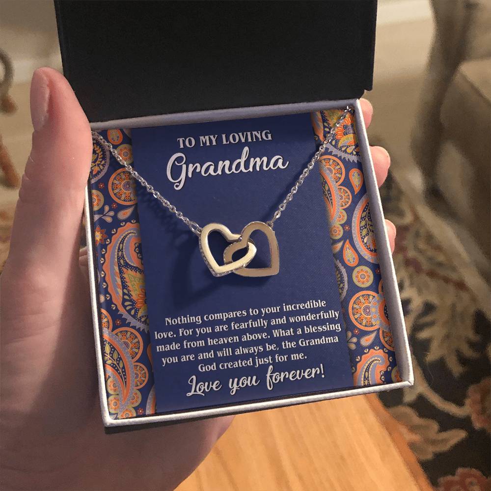 To My Loving Grandma Double Heart Necklace