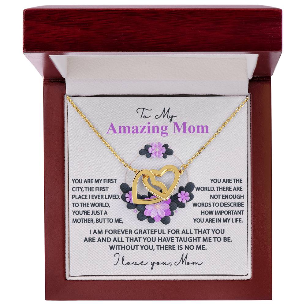 To My Amazing Mom Double Heart Necklace