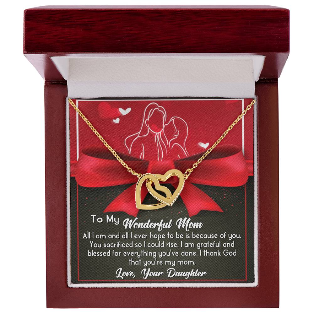 To My Wonderful Mom Double Heart Necklace