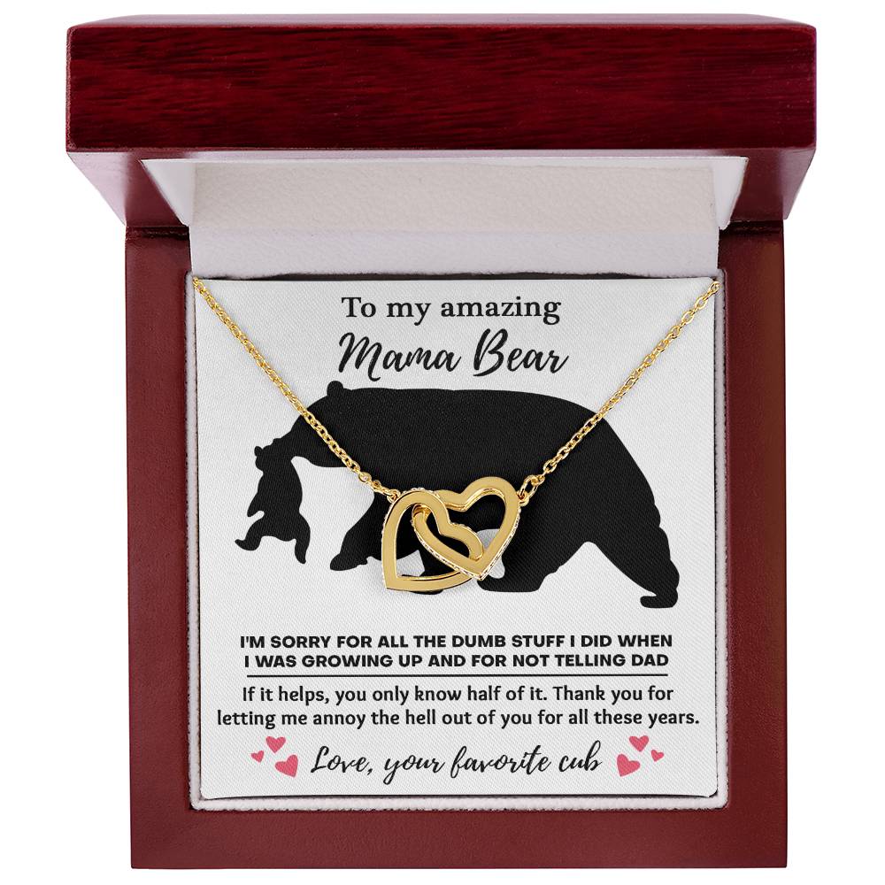 To my amazing mom bear Double Heart Necklace