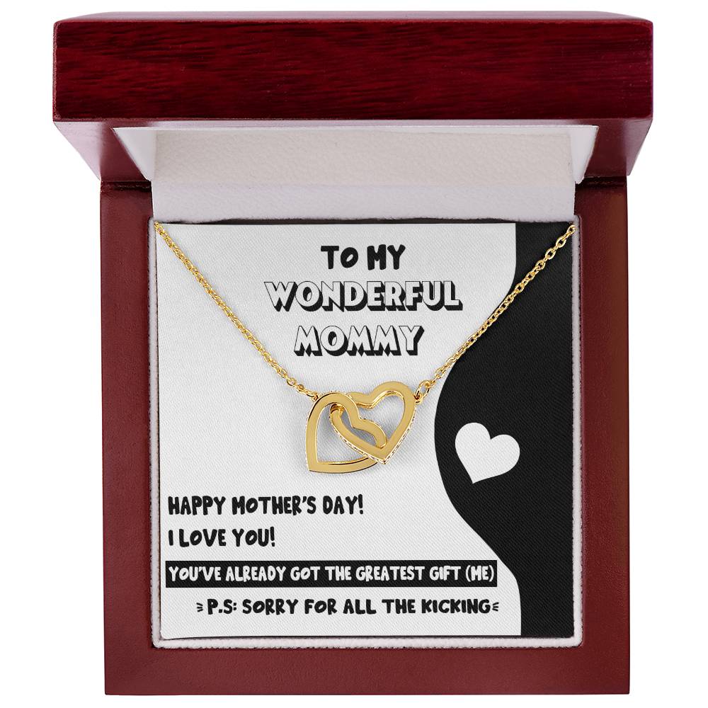 Mom To Be-The Greatest Gift Double Heart Necklace