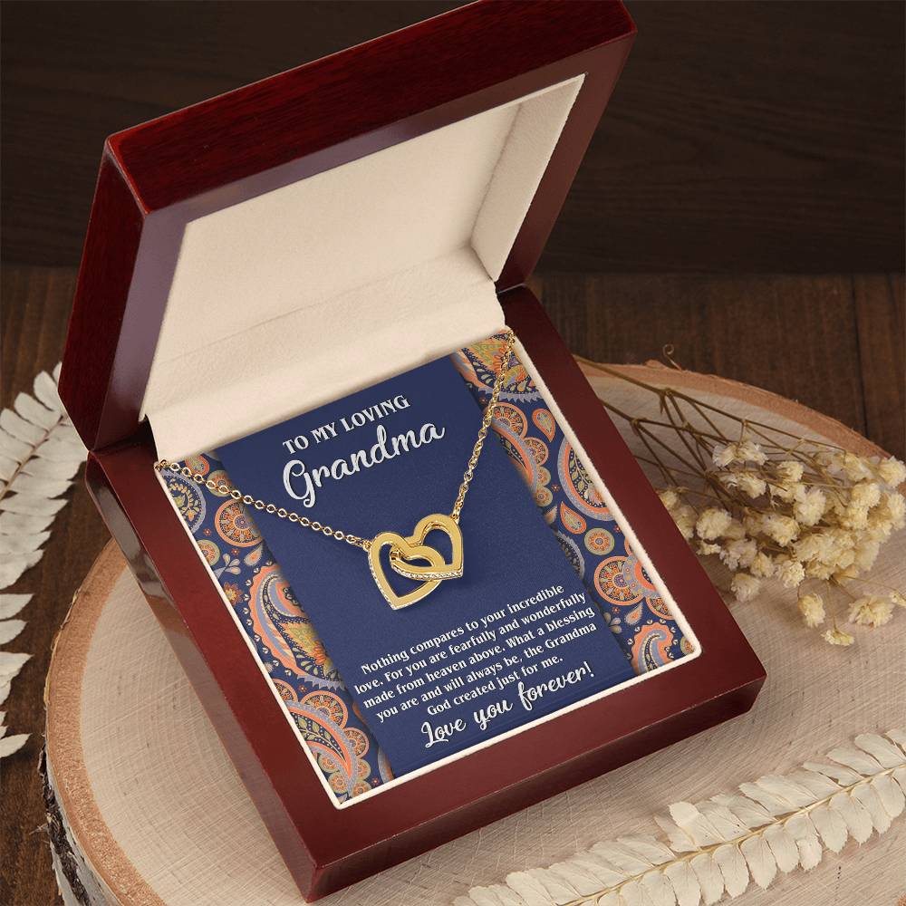 To My Loving Grandma Double Heart Necklace