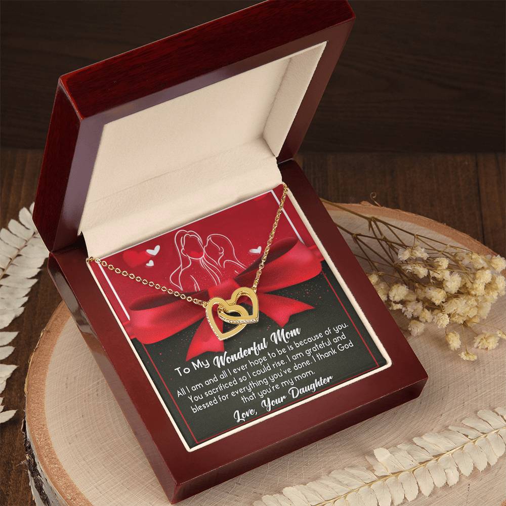 To My Wonderful Mom Double Heart Necklace