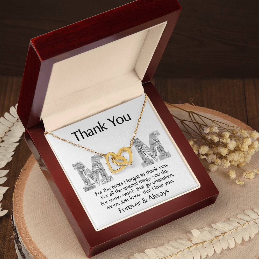 Thank You Mom Double Heart Necklace
