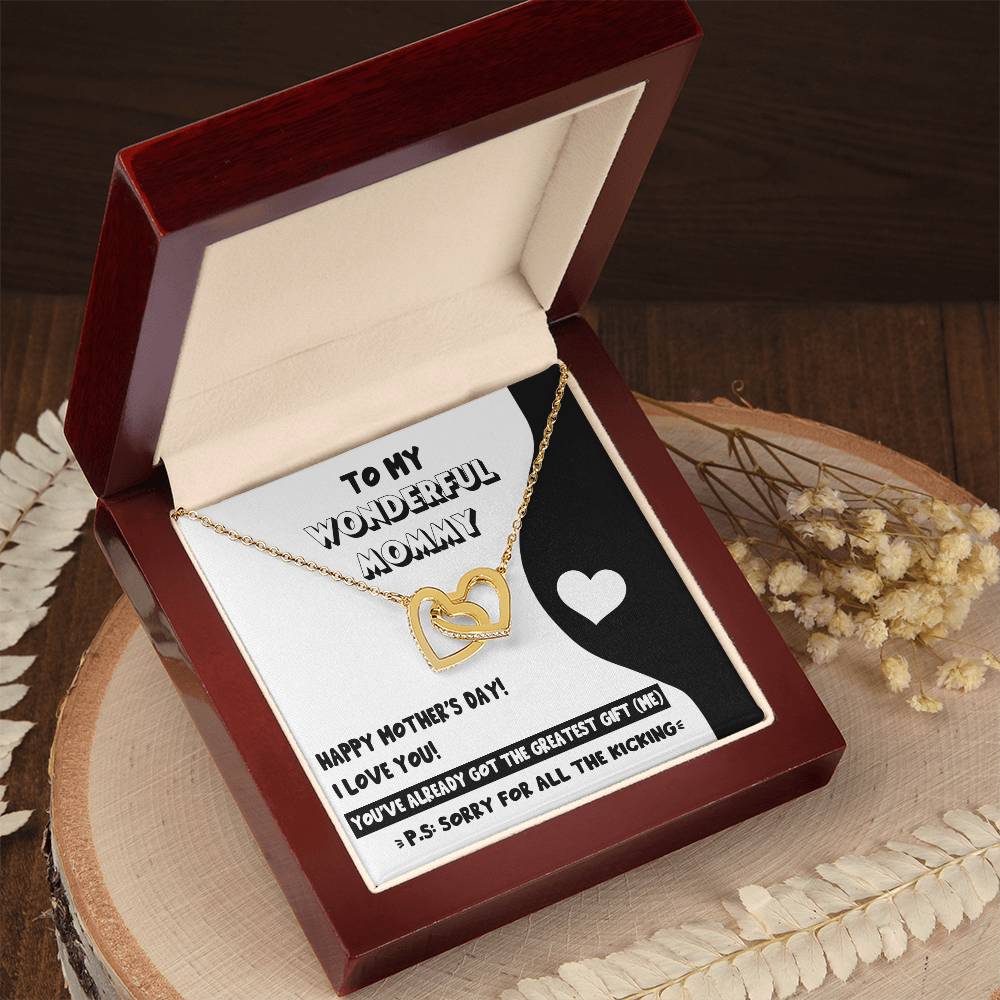 Mom To Be-The Greatest Gift Double Heart Necklace
