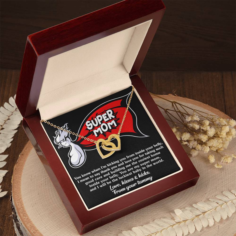 Mama To Be My Super Mom Double Heart Necklace