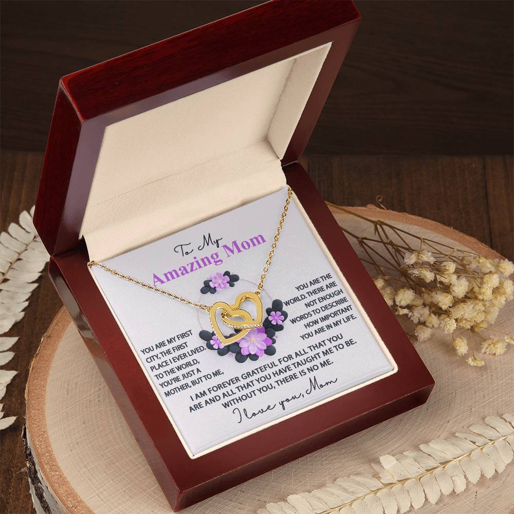 To My Amazing Mom Double Heart Necklace
