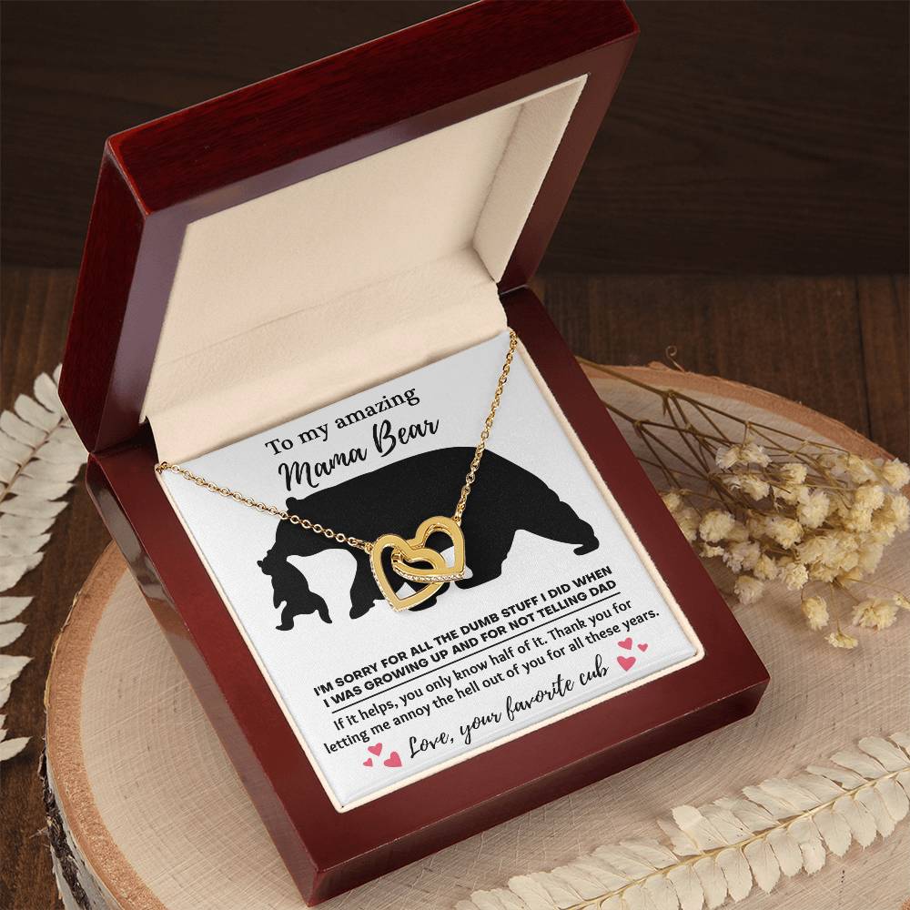 To my amazing mom bear Double Heart Necklace