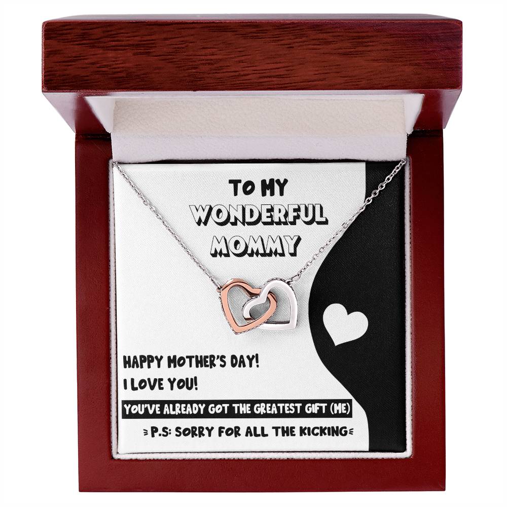 Mom To Be-The Greatest Gift Double Heart Necklace