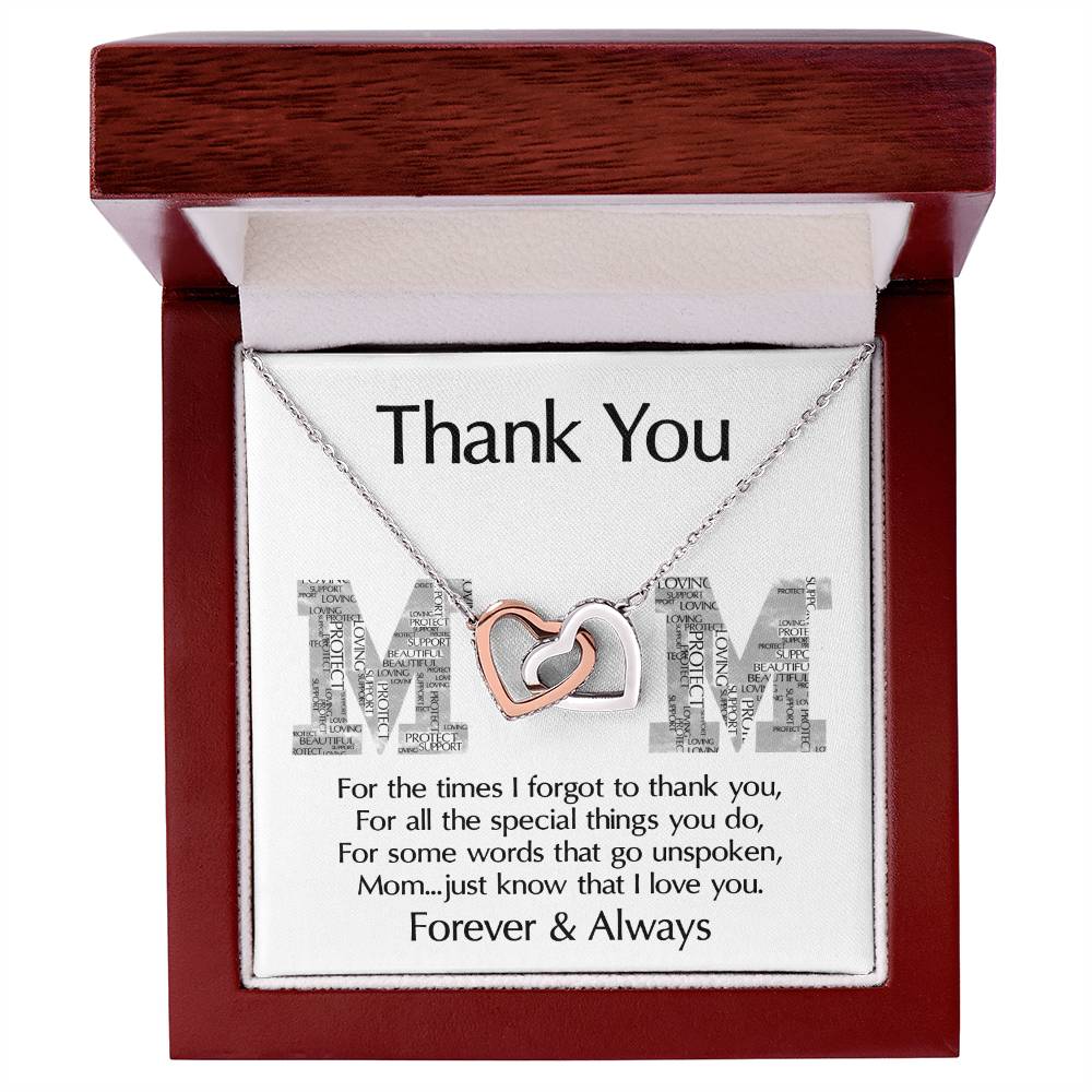 Thank You Mom Double Heart Necklace
