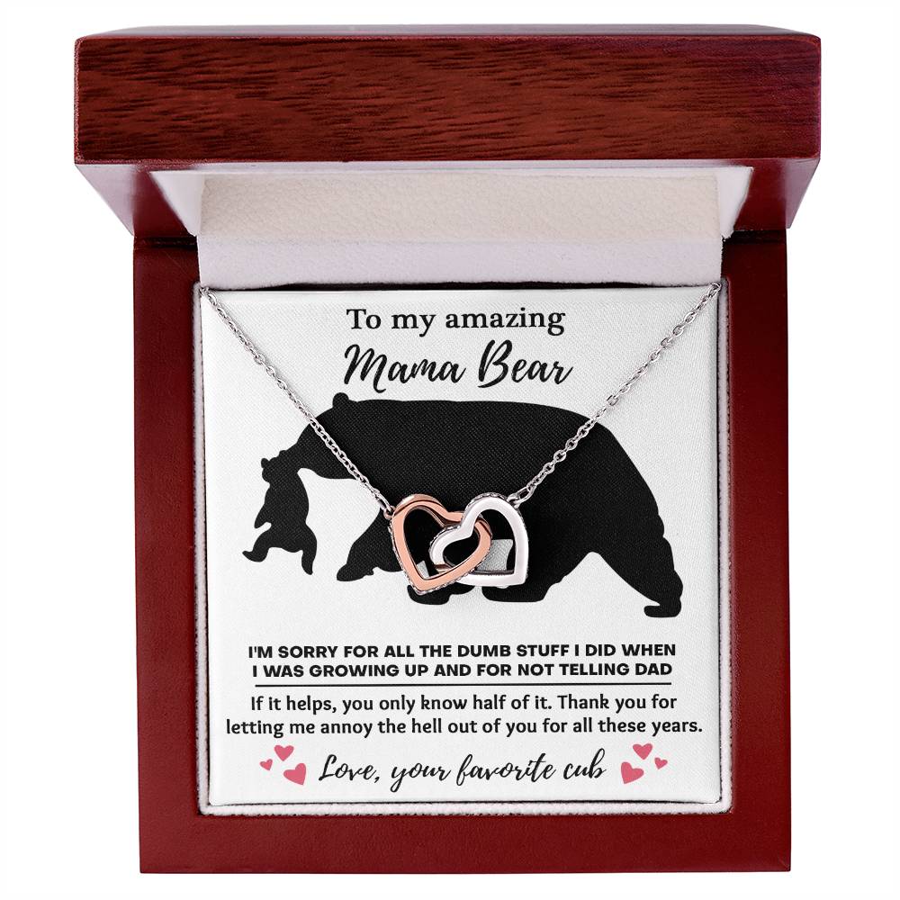 To my amazing mom bear Double Heart Necklace
