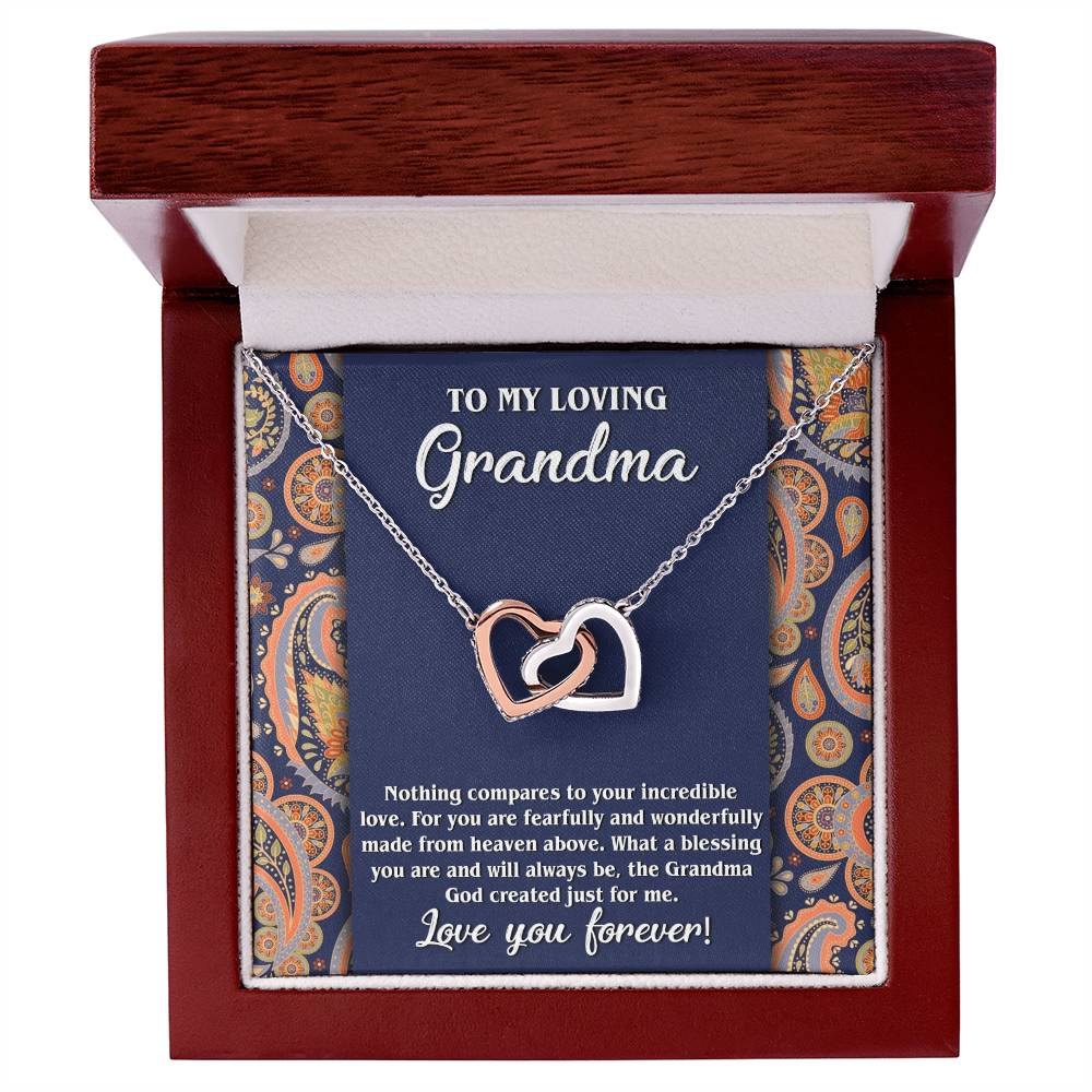 To My Loving Grandma Double Heart Necklace
