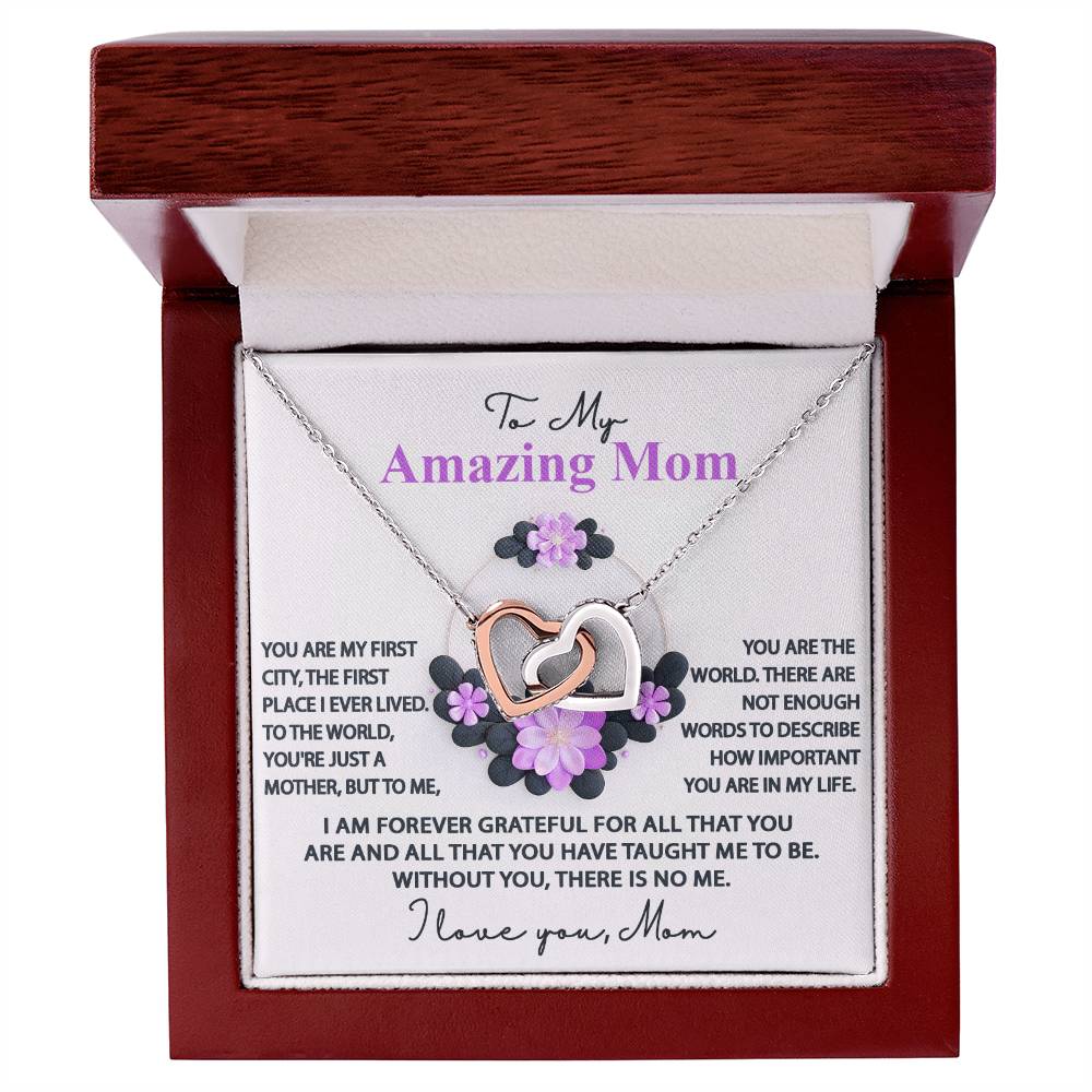 To My Amazing Mom Double Heart Necklace