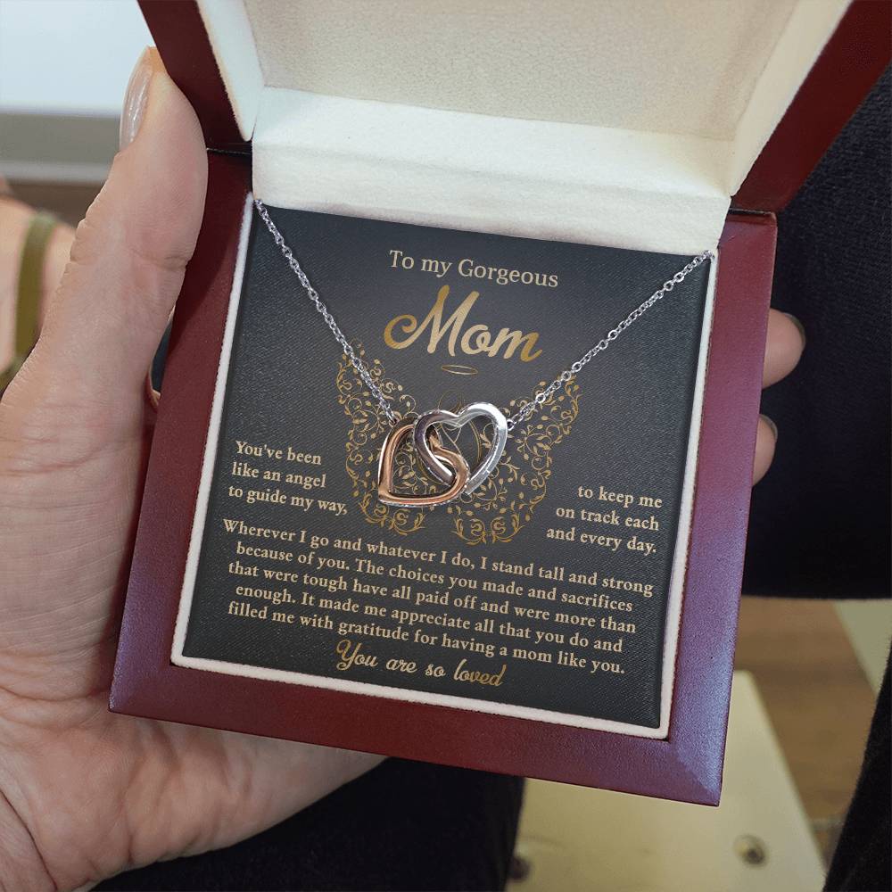 To my Gorgeous Mom - Like An Angel Double Heart Necklace