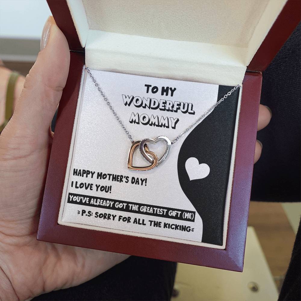 Mom To Be-The Greatest Gift Double Heart Necklace