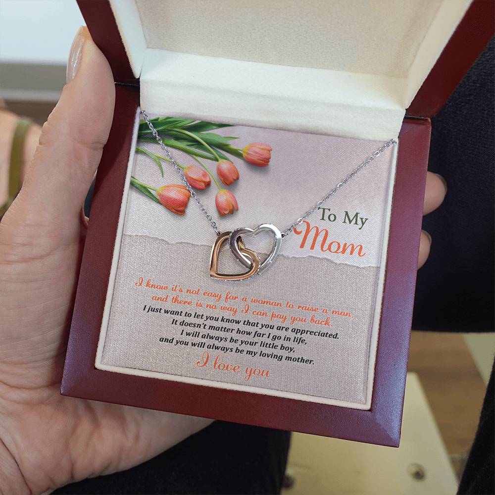 I Love you mom Double Heart Necklace