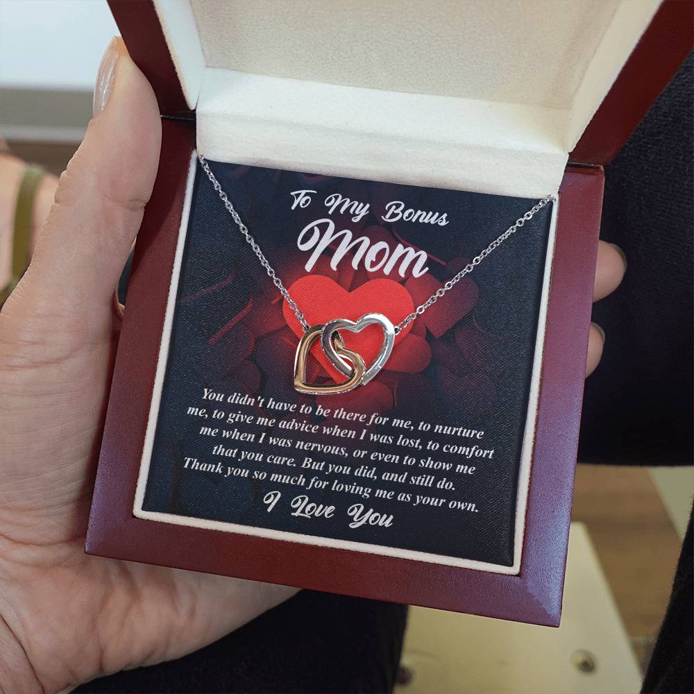 To My Bonus Mom, I love you Double Heart Necklace