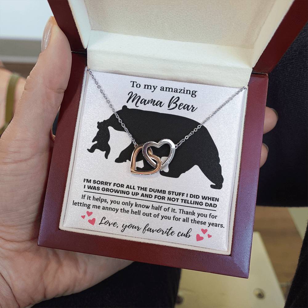To my amazing mom bear Double Heart Necklace
