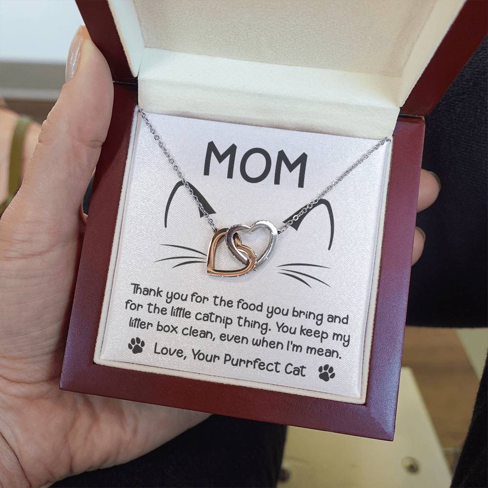 Cat Mom When I'm Mean Double Heart Necklace