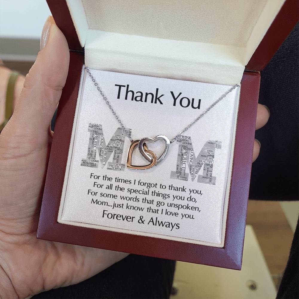 Thank You Mom Double Heart Necklace