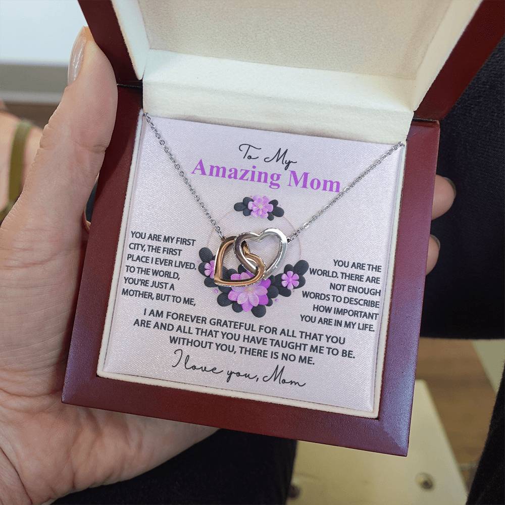 To My Amazing Mom Double Heart Necklace