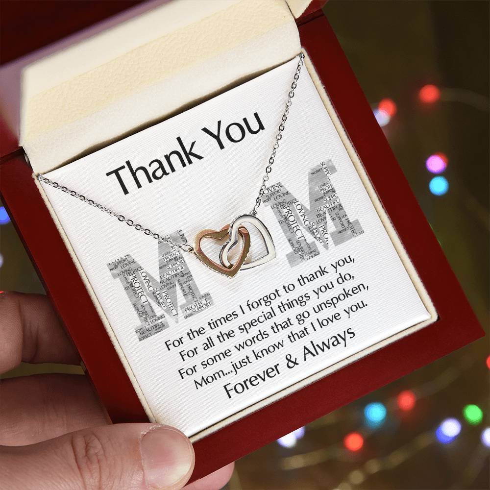 Thank You Mom Double Heart Necklace